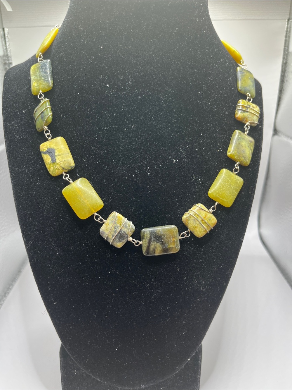 Sterling Silver Serpentine Stone Necklace 925
